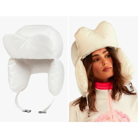 Cynthia Rowley Women's Cloud Trapper Down Puffer Hat White One Size NWT 225 - Picture 1 of 9